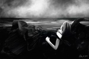Gothic La femme en noire (GH - huile peinture numérique - 2016)