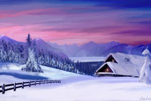 Hiver en Suède (GH - huile peinture numérique - 2016)